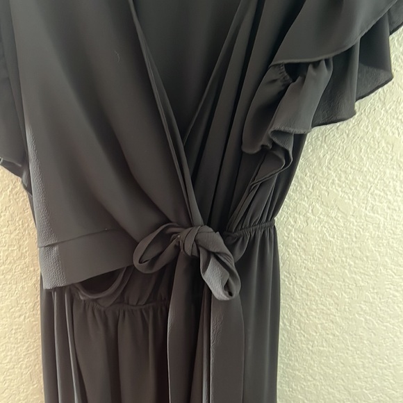 FAB’RIK Black Wrap Hi Lo Dress with Flutter Sleeves - Picture 4 of 7